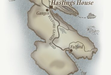 Map of Salt Spring featuring Hastings House
